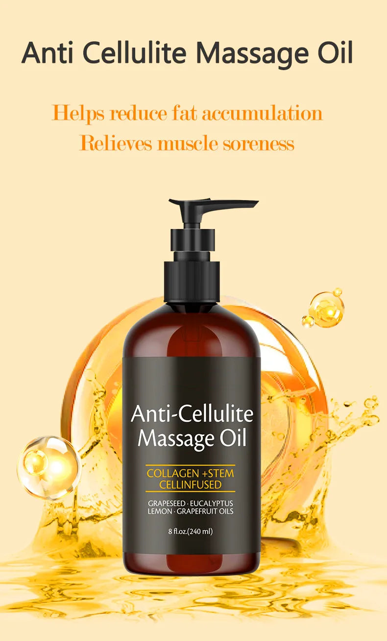 Nuivea 240ml Anti Cellulite Massage Oil Infused with Collagen and Stem Cell Skin Tightening