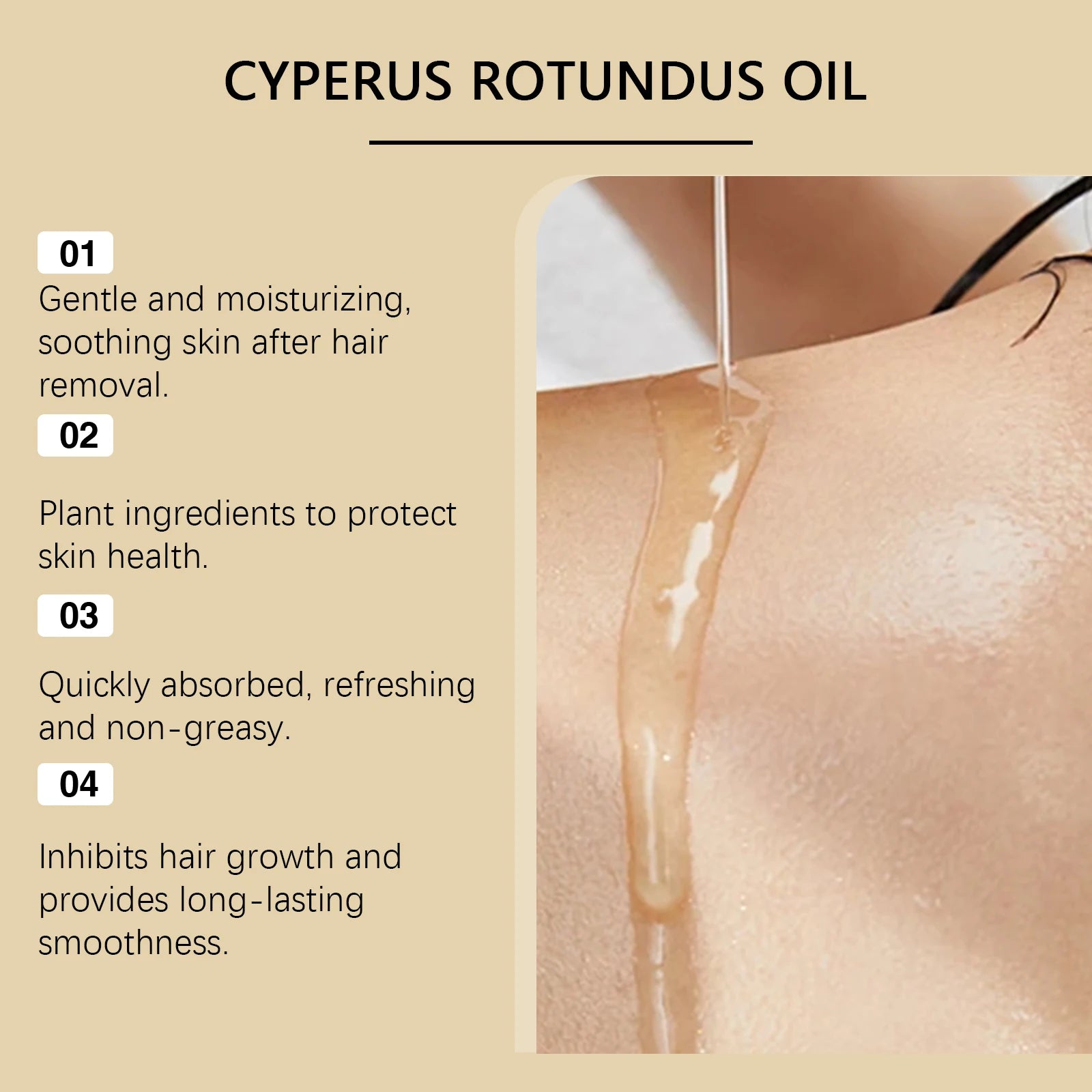 Nuivea's Organic Cyperus Rotundus Hair Removal Body Oil– 60ml