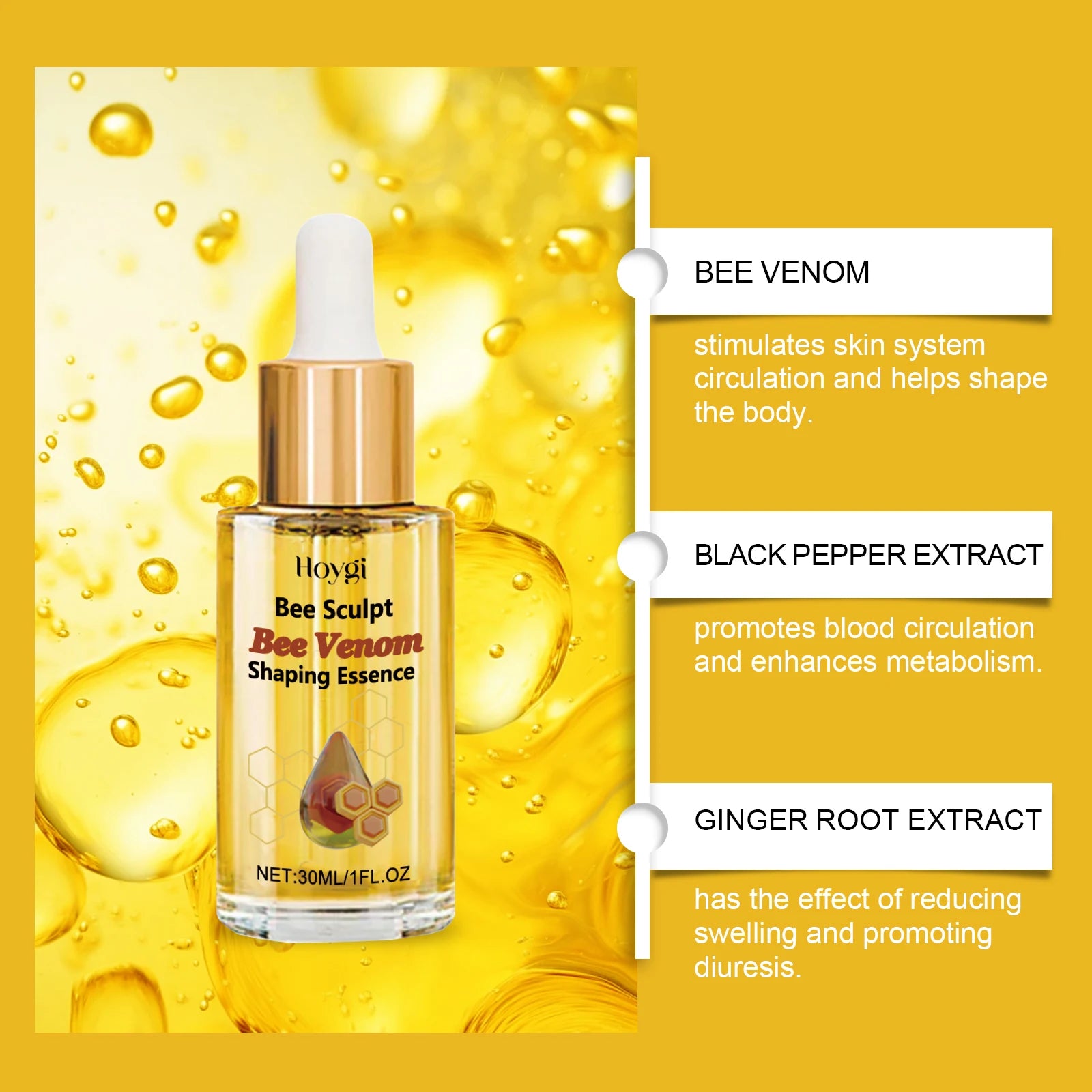 Nuivea Bee Venom Shaping Oil – Firming, Anti-Cellulite & Fat-Burning Body Contouring Massage Oil | 30ml