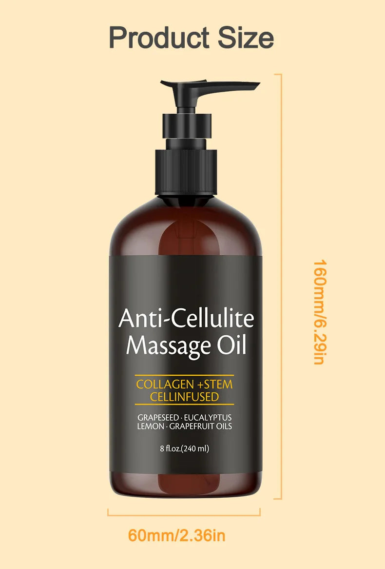 Nuivea 240ml Anti Cellulite Massage Oil Infused with Collagen and Stem Cell Skin Tightening
