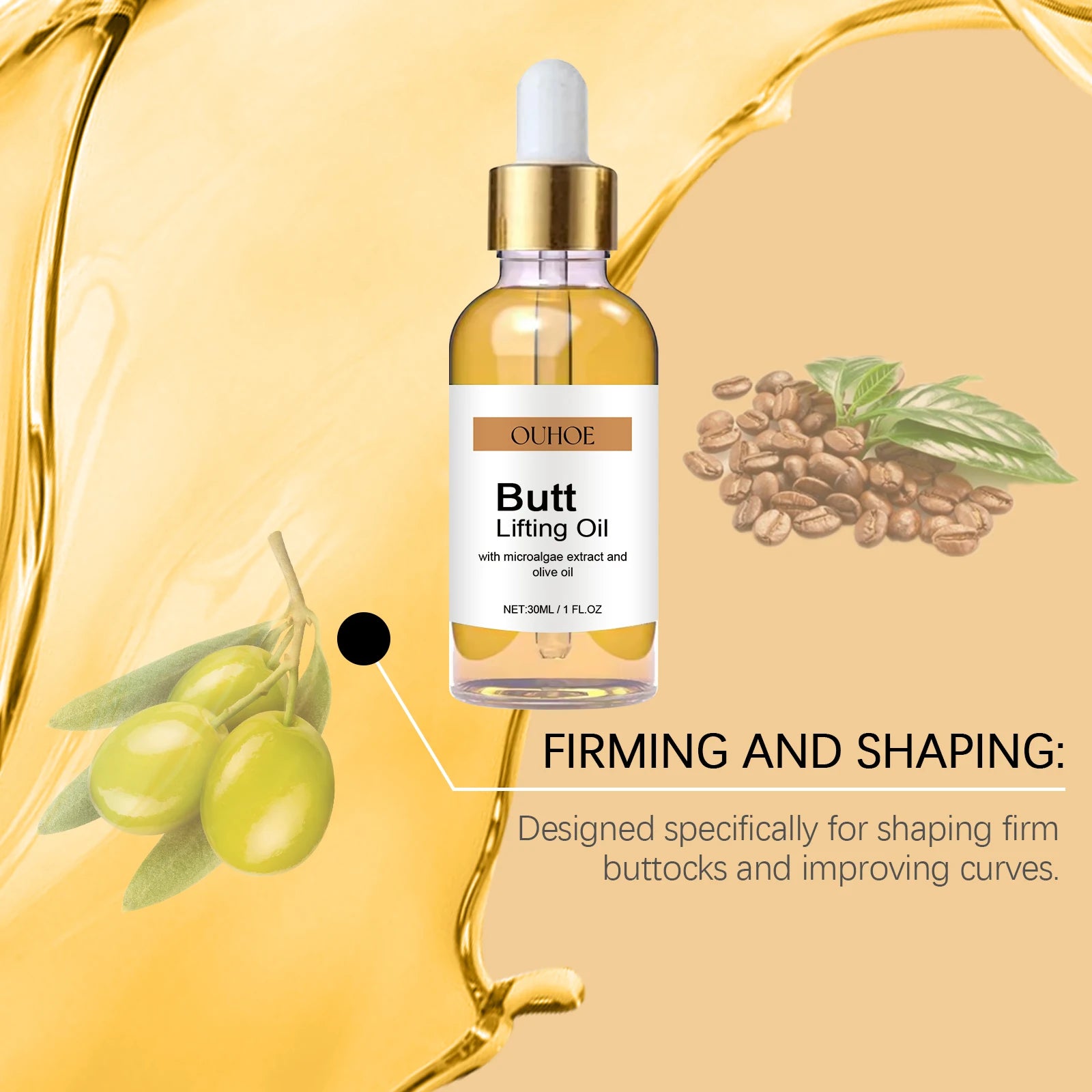 Nuivea Buttock Enlargement & Firming Oil – Hip Lifting, Nourishing & Elasticity Boost Massage Oil | 30ml