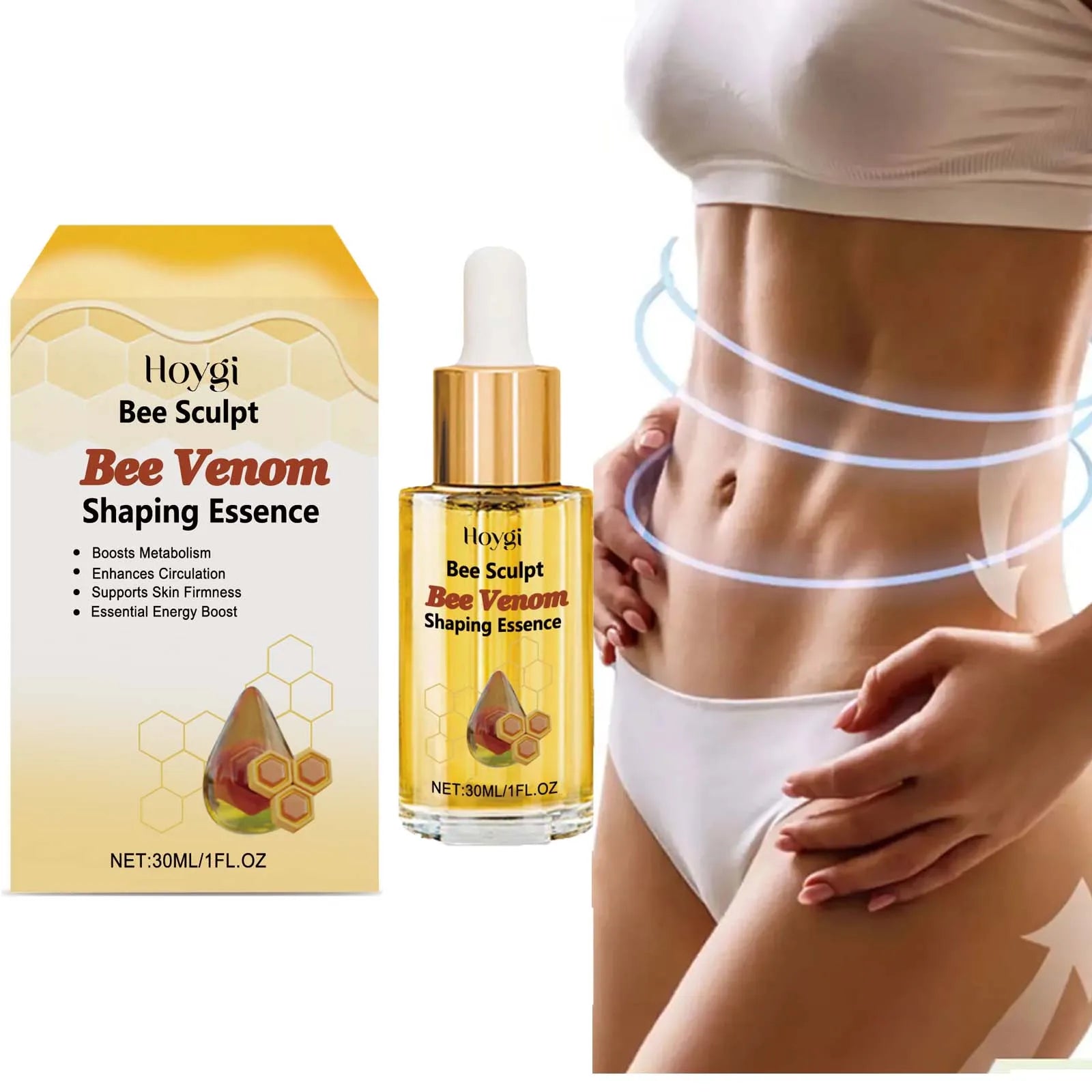 Nuivea Bee Venom Shaping Oil – Firming, Anti-Cellulite & Fat-Burning Body Contouring Massage Oil | 30ml